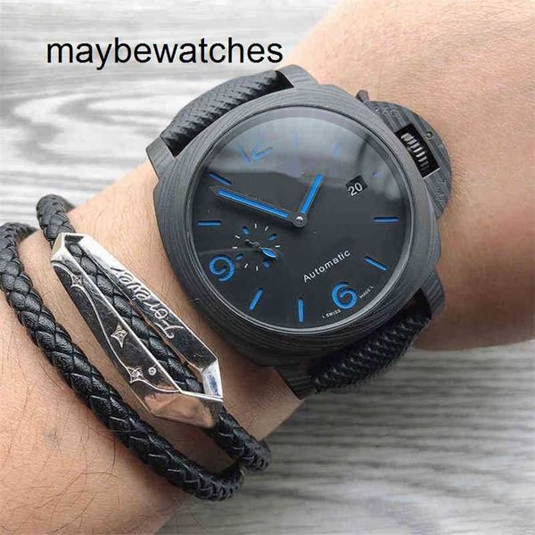 Panerai Luminors vs Fabrika Üst Kalıcı Otomatik İzleme S.900 Otomatik Saat Top Klon Peijia M01661 Karbon Fiber Güçlü Su Geçirmez Su Geçirmez Büyük Kadran Tamamen