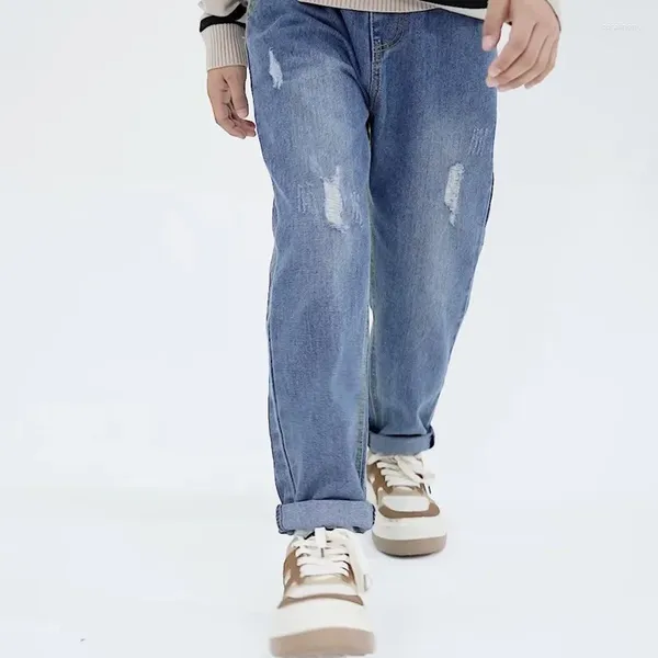 Jeans masculinos crianças roupas skinny menino calças de verão crianças de 8 a 12 anos rasgados para meninos