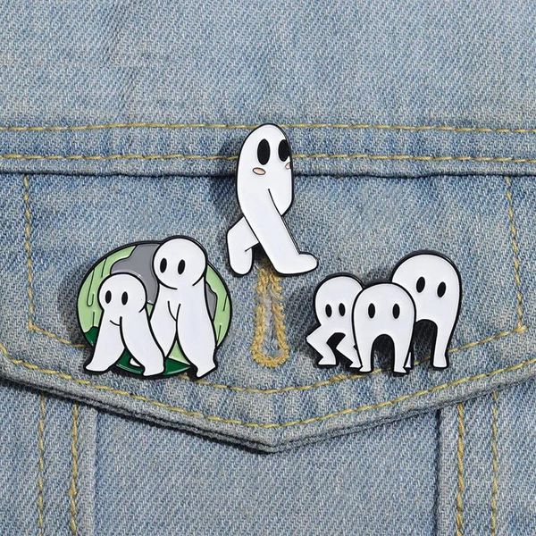 Alfinetes esmaltados fantasia de fantasma noturno, broches de Halloween, joia engraçada, presente para crianças e amigos