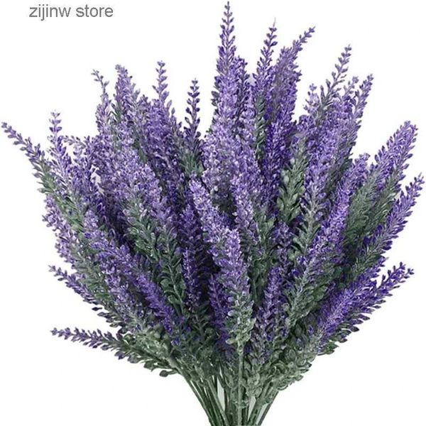 Finto verde floreale 1 mazzo di album di plastica vaso di lavanda per la decorazione domestica vaso di fiori ornamentale piante artificiali matrimonio economico fiore decorativo Y240322