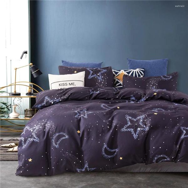 Set di biancheria da letto 2-3 pezzi Set copripiumino Federa Blue Star Moon Stampato UK Doppio Singolo Completo King AU/EU/US Biancheria da letto Tessili per la casa INS