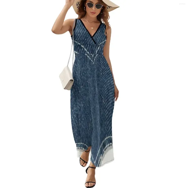 Lässige Kleider Jeans Tasche ärmelloses Kleid Sommer Outfits für Frauen 2024 Damen Abendoverall