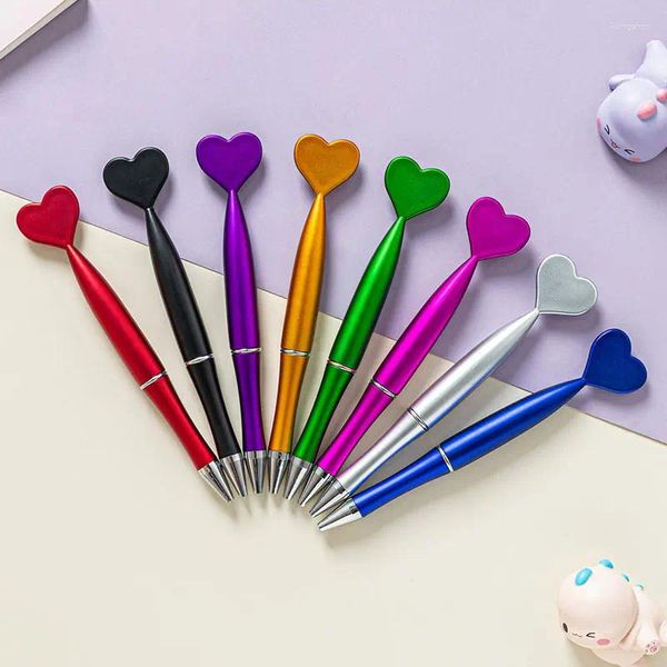 Penna a sfera rotante da 50 pezzi 0,5 mm Kawaii Love Heart Decorazione Neutro Carino Studente di scuola Forniture per scrittura Regalo