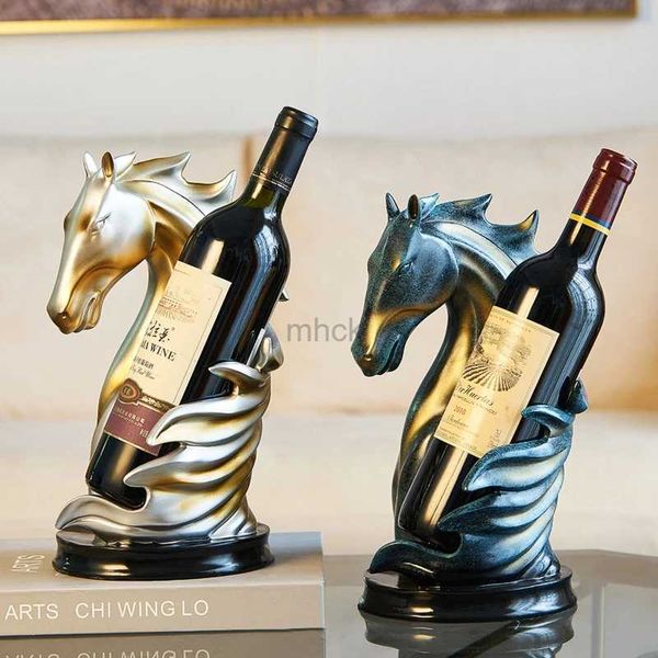 Ferramentas de barra em forma de cavalo rack de vinho resina estátua animal suporte de garrafa de vinho prateleira de exibição para festa de casamento em casa decoração de jantar romântico 240322