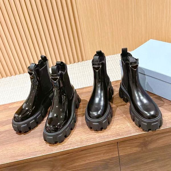 PRA Monolith Martin Boots Acle Boots Triangle Женщины роскошные дизайнер черная мода повседневная обувь дождевая платформа подходит кожа