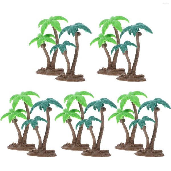 Fiori decorativi 10 pezzi simulato ornamenti per alberi di cocco treni tavolo di sabbia modello simulazione miniatura in PVC paesaggio decorazione alberi bambino