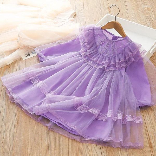 Платья для девочек 2024, весеннее и летнее платье, фиолетовая марлевая модная одежда для малышей