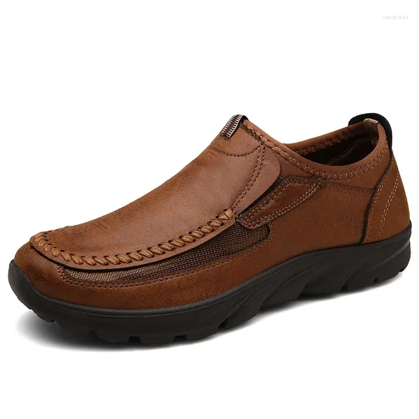 Wanderschuhe Echtes Leder Mokassins Männer Qualität Slip Auf Formale Loafers Flache Faule Wasserdichte Casual Schuhe Trend Schuh