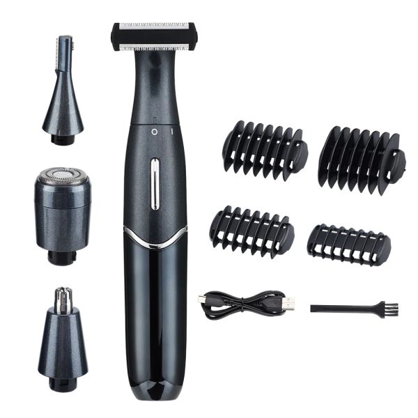 Shaves 4 em 1 barbeador elétrico para homens USB Recarregável à prova d'água do nariz aparador de cabelo barba barba Razor unissex Removedor de cabelo Máquina de barbear