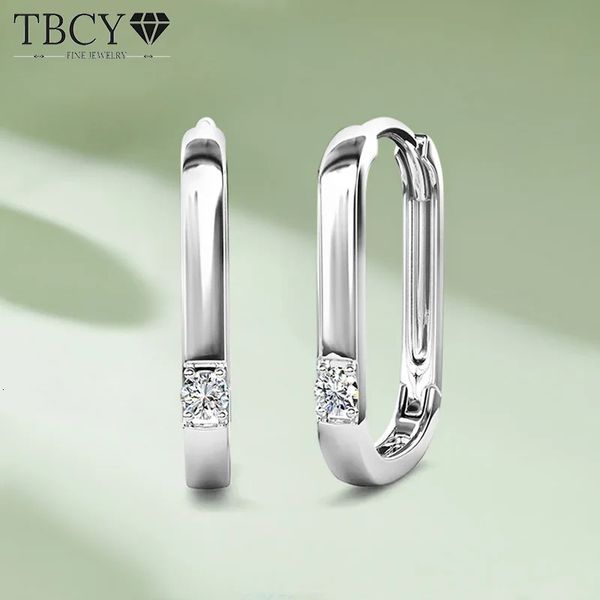 TBCYD 2mm Orecchini a cerchio ovali per le donne Tester di diamanti superato 925 Sterling Silver Lab Ear Fibbie Fine Jewelry 240228