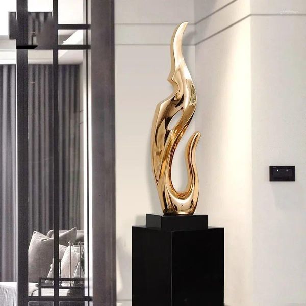 Estatuetas decorativas de resina dourada e prateada, decoração de mesa, escultura abstrata, sala de estar, móveis de armário de tv, arte do lobby, galvanoplastia