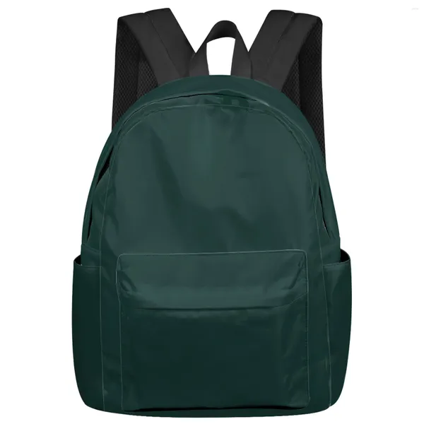 Zaino Solido Verde scuro Donna Uomo Zaini Scuola multitasche impermeabile per studenti Ragazzi Ragazze Laptop Book Pack Mochilas