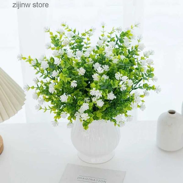 Faux Floral Greenery Künstliche Kunststoffblumen Gefälschte Eukalyptuspflanze Hochzeit Brautstrauß Weihnachtsdekoration Vase für Zuhause Fensterbank Bonsai Festival Y240322