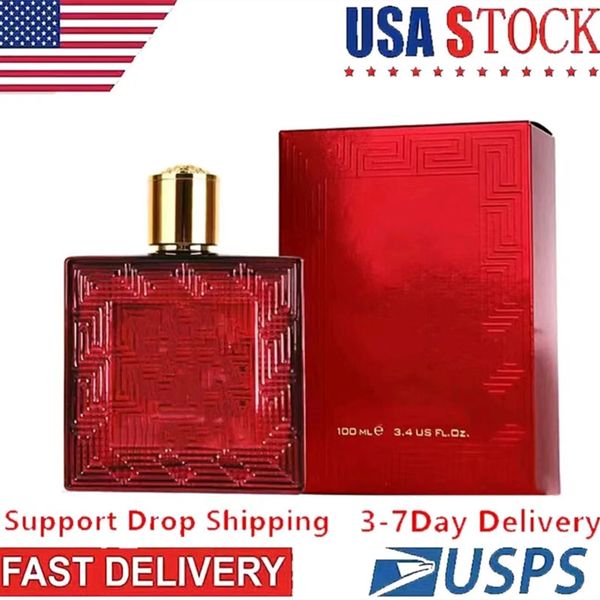 Eua 3-7 dias úteis frete grátis perfume incenso eros chama perfume 100ml azul fragrância de longa duração spray colônia para homem