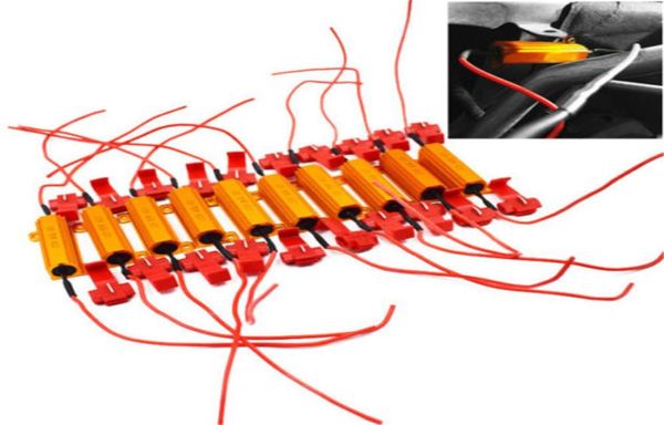 10x 50W 6 Ohm Lastwiderstände LED -Blitzrate Drehen Sie Signale Light Indicator Controller Bremsmotorrad mit 8 Schnelldraht -Clip7765205