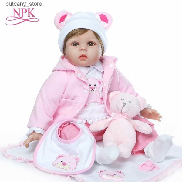 Doldurulmuş peluş hayvanlar npk 55cm yeni tasarım bebek oyuncakları yeniden doğmuş bebekler bebekler yumuşak silikon bebek yeniden doğmuş moda çocuklar için en iyi hediye doğum günü playmate l240322