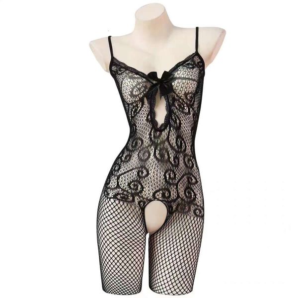 Tamanho da gordura 200 libras de lingerie sexy macacão, tentador de corpo inteiro outono de seda preto e inverno 2024 Novo modelo 635181