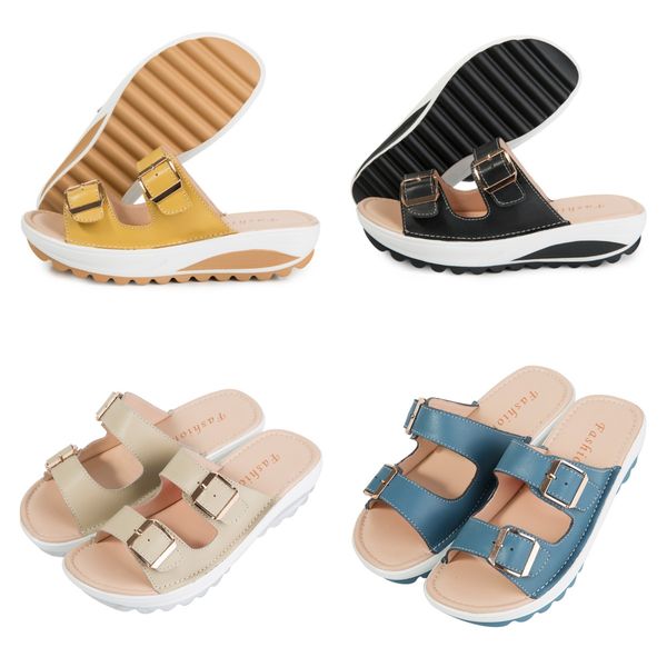 Neue zweireihige lässige Damensandalen für Zuhause und Outdoor, koreanische Version, Freizeitschuhe, GAI, niedlich, bunt, rosa, blau, orange, gelb, 2024