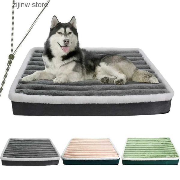 canis canetas de pelúcia grande colchão para cães cama de gato adequado para cães de tamanho médio tampa destacável tapete para animais de estimação ultra macio cama para cães com zíper sofá cama para animais de estimação Y240322