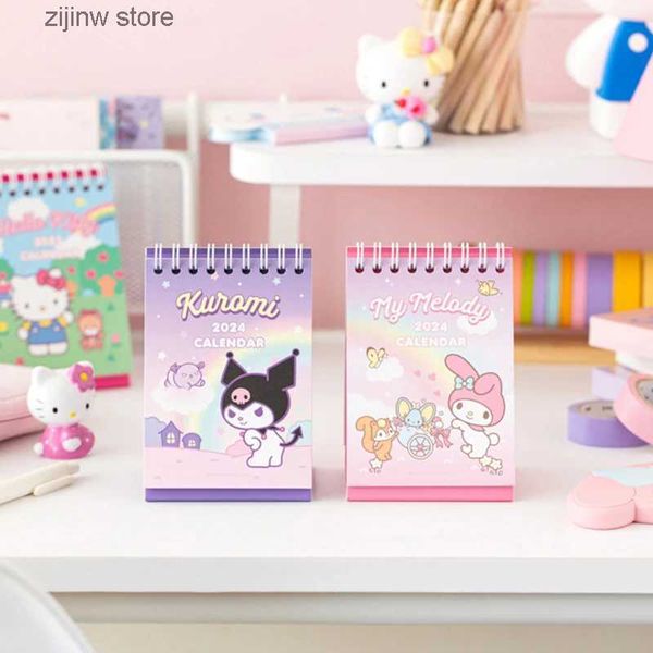 Календарь 2024 Kawaii Kuromi Cinnamoroll My Melody Cartoon Calendar Украшение рабочего стола Аниме Sanrios Girl Heart Симпатичный календарь Гостевая книга Y240322