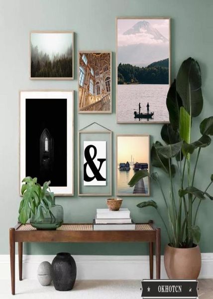 Pinturas Scandinavian Nature Forest Europe House Canvas Pintura Arte da parede Carta de impressão Poster Modern Decorative Pictures Living R4907810