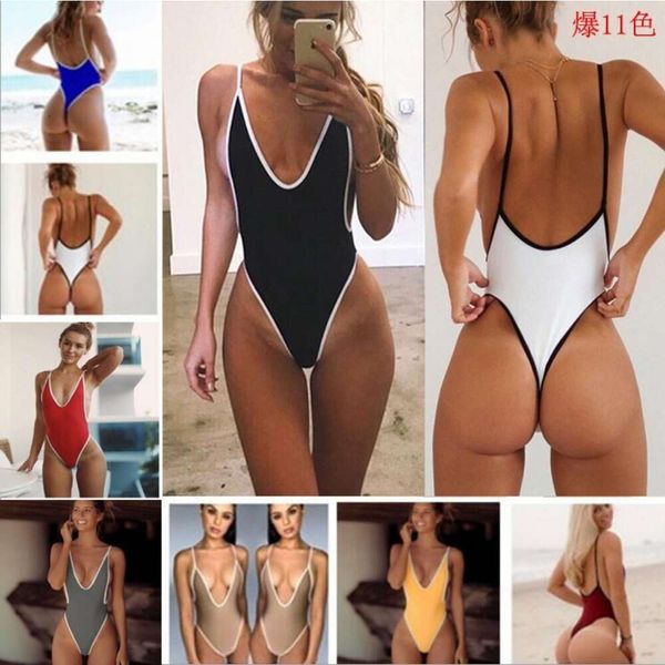 Designer Swimsuit Women Bikini Sets 2019 Womens Sexy Rouphe Sports Sports One Piece Biquíni Pijamas de decote em V Sling de três pontos