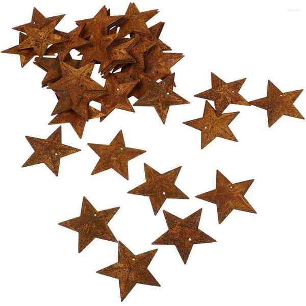 Fontes de festa 30 pcs ornamento enferrujado pentagrama árvore de natal estrelas de metal para artesanato decoração em miniatura