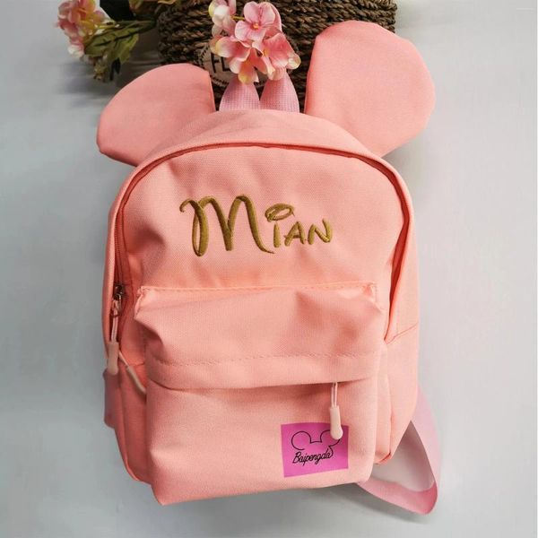 Mochila personalizada bebê viajando saco doces cor personalizada jardim de infância nome bordado desenhos animados bonitos meninos meninas