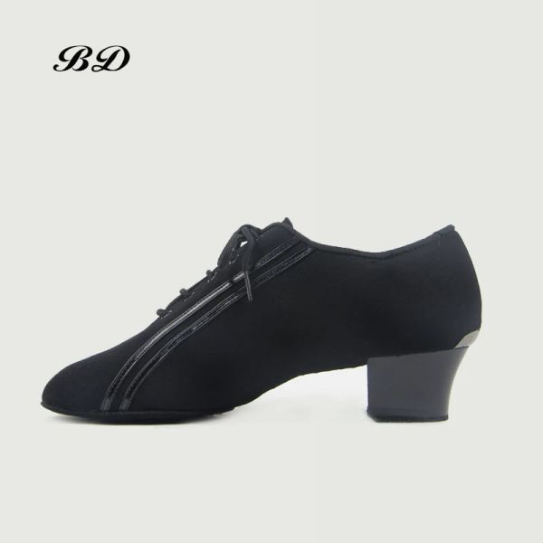 Ayakkabı Sneake Dance Ayakkabıları Latin Ayakkabı Balo Salonu Erkekler Ayakkabı Modern Caz Kayması Siyah Oxford Bez Square Heel 4.5 cm Yetişkin ve Erkek Ayakkabı