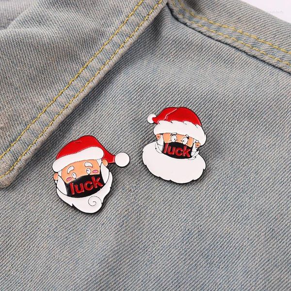 Broches feliz natal broche papai noel vermelho retrato esmalte pino saco lapela emblema feminino crianças festa jóias presentes personalizado atacado