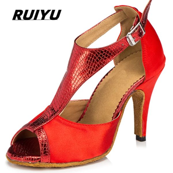 Schuhe Lateinische Schuhe Frauen Salsa Tango Ballsaal Party High Heels rote Hautton Mädchen Sommer Sandalen Frauenschuhe