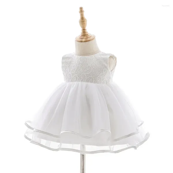 Abiti da ragazza Abbigliamento per neonati Abito da ballo bianco per neonati per bambini Festa di nozze Abito da battesimo in tulle 0 12 24 mesi