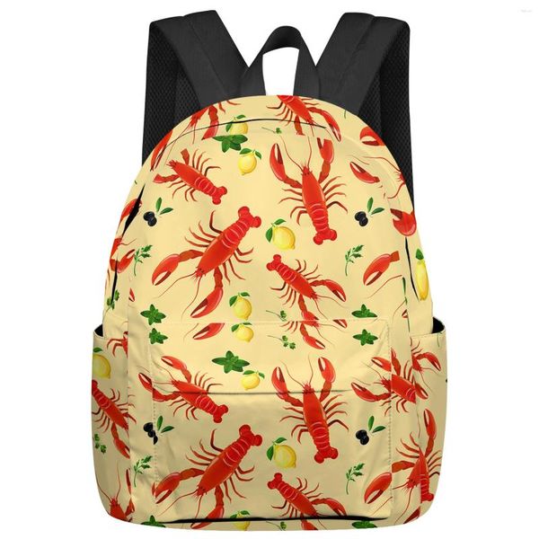 Zaino Sea Life Aragosta Retro Frutta Limone Donna Uomo Zaini Scuola impermeabile per studenti Ragazzi Ragazze Borse per laptop Mochilas