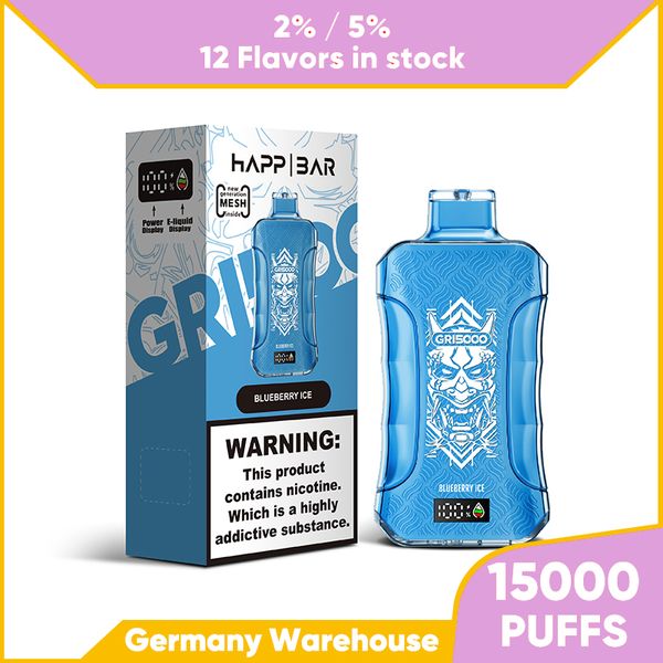 Sonderangebot Authentische HAPP Bar 15000 Puffs Einweg-Vapes wiederaufladbare Mesh-Spule E-Zigaretten 2% 5% Pen Pod