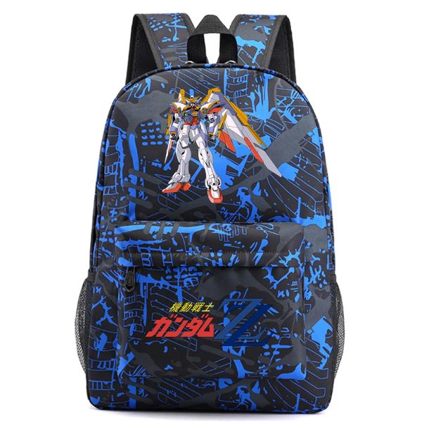 Mochila anime gundam lona mochila casual adolescente dos desenhos animados packsack unisex estudante zíper mochila de viagem de alta qualidade saco para portátil