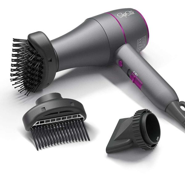 Supsilk Kompakter Haartrockner mit Kamm, Volumizer-Bürste, Düsenaufsatz, 3-in-1-Fön, Haartrockner für 1a bis 4c lockiges Haar, professioneller, leichter Turbo-Wechselstrom