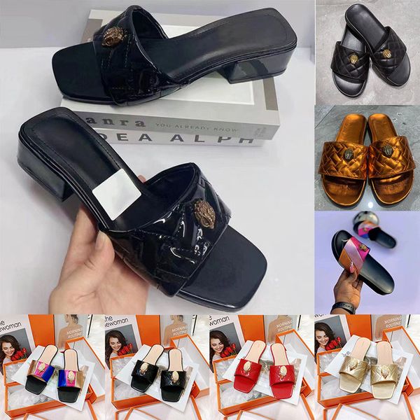 Moda donna Kurt Geiger Scarpe Donna Fondo piatto Pantofole londinesi Giuntura Sandalo arcobaleno Sandali firmati Testa d'aquila Pantofola con diamanti intarsiati Estate Appartamento di lusso