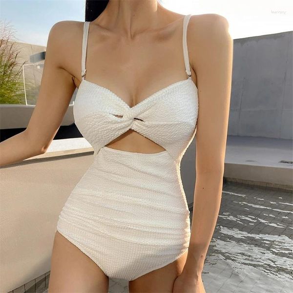 Damenbadebekleidung Frauen Badeanzug Einteiler Strandkleidung Sommer Weiß Koreanischer Stil Monokini Push Up Damen Badeanzug 2024