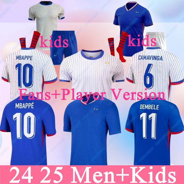 Club francese set completo 2023 Maglie da calcio Benzema 2024 Euro Cup Giroud Griezmann Saliba Pavard Kante Maillot de Foot Equipe Maillots Men / Kids Kit Shirt