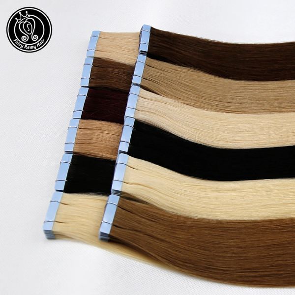Extensões de cabelo remy de fada fita em extensões de cabelo humano 1.25 g/peça 12/14 polegada europeu natural remy em linha reta fitas de extensão adhensive em