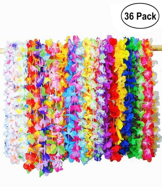 36 pezzi fiori artificiali hawaiani leis ghirlanda collana vestito operato fiori spiaggia hawaii decorazioni per feste fai da te colore casuale1446499