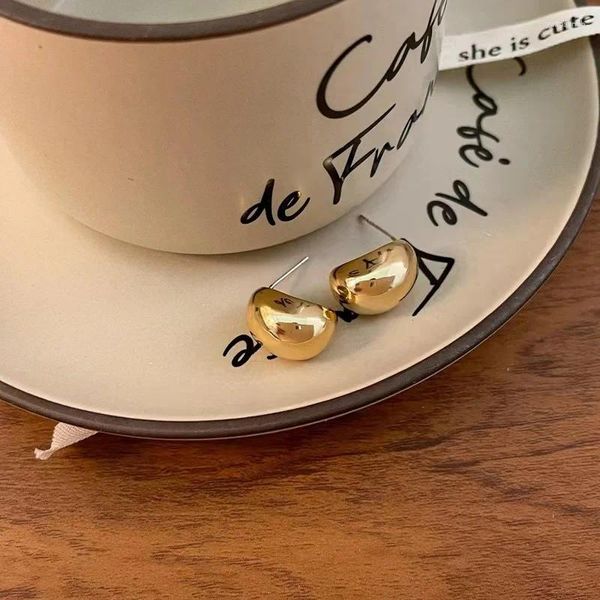 Orecchini a bottone in argento 925 con ago in metallo francese piccolo chicco d'oro placcato in rame 18 carati Elegante e alla moda versatile
