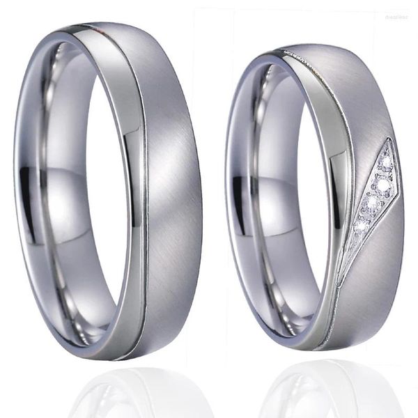 Clusterringe Ehe Hochzeit für Paare 1 Paar Liebhaber Allianz Silber Weißgold Farbe Titan Edelstahl Ring