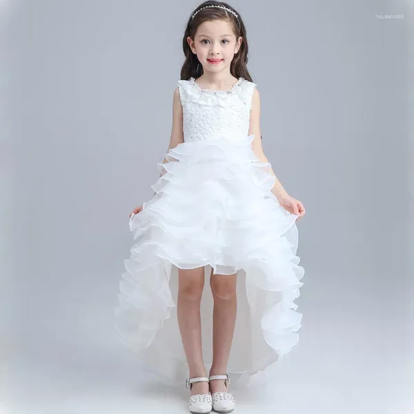 Платья для девочек, коллекция 2024 года, платье для девочек, платье принцессы для подружки невесты со шлейфом на свадьбу, длинный хвост, детская вечеринка, DQ259