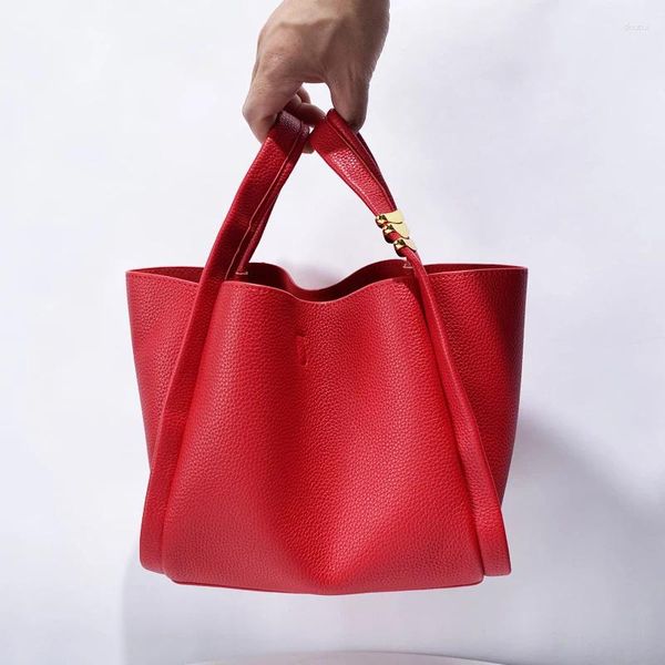 Sacos de ombro balde clássico para mulheres bolsas de designer de luxo bolsas 2024 em pu padrão de lichia lantejoulas com bolso interno