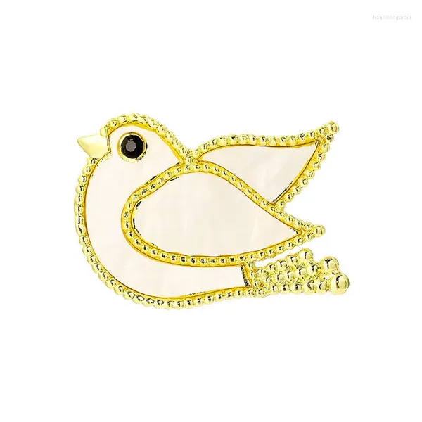 Broschen Frieden Vogel Imitation Shell Für Frauen Männer Revers Pins Schmuck Vintage Metall Abzeichen Tasche Pullover Anzug Mantel Zubehör