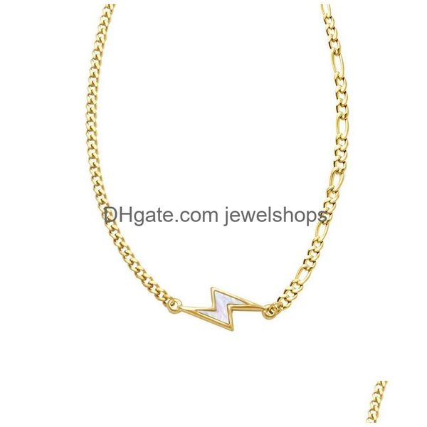 Anhänger Halsketten Ins Weiße Muscheln Kleine Blitz Halskette Titan Stahl Überzogene 18 Karat Gold Schmuck Für Frauen Drop Lieferung Anhänger Dh2Fj