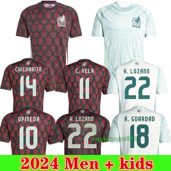 Yeni 2024 2025 Mexicos Futbol Forması Erkek Çocuklar 24 25 H. Losano Chicharito G Dos Santos C. Vela Futbol Forması Gömlek Üniforması