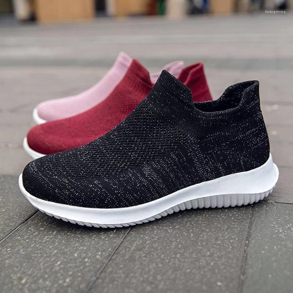 Scarpe casual Tenis Feminino Sneakers da donna 2024 Summer Ladies Fashion Piattaforma vulcanizzata traspirante Slip On Nero