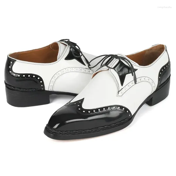 Туфли ручной работы для свадебных мужчин с острым носком, белые, черные, в стиле пэчворк, на плоской подошве со шнуровкой, мужская мода